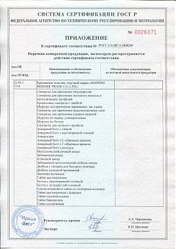 Сертификат на Дюбель-гвоздь потай 2