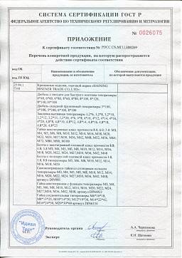 Сертификат на Дюбель «Дрива» со сверлом 6